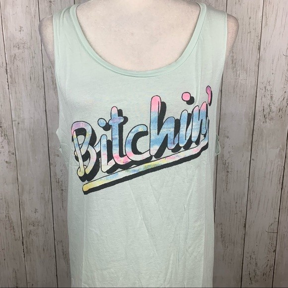 🔥JUNK FOOD🔥UO BITCHIN Easy Rider Soft Tank Top Mint Green XL NWT - Picture 4 of 7